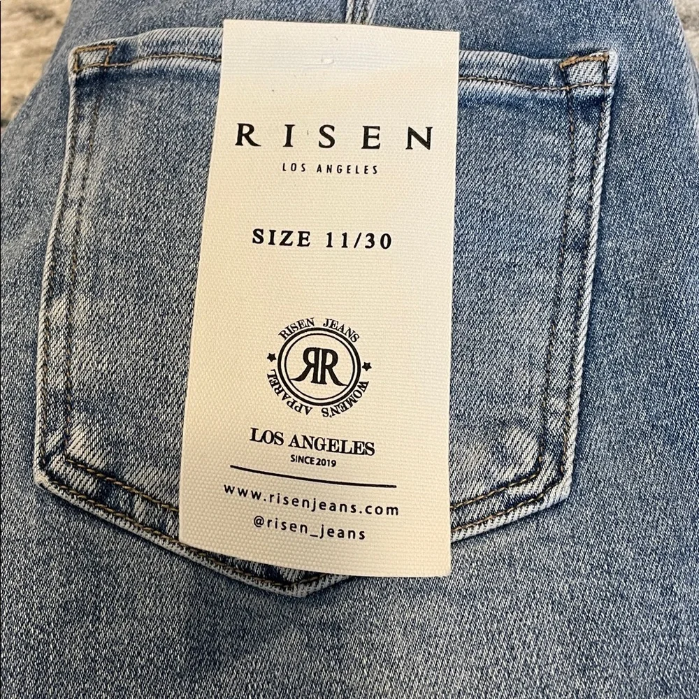 Risen Jeans RDP5901 High Rise‎ Barrel Medium Wash Adjustable Cuff Hem Size 30/11